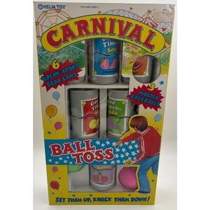 Carnival Ball Toss Knock Down Cans Toy Set w/ Box Helm Toy Vintage